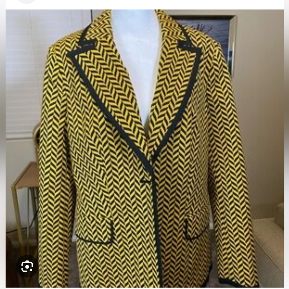 Eva Mendes for New York & Company Yellow and Black Herringbone Blazer